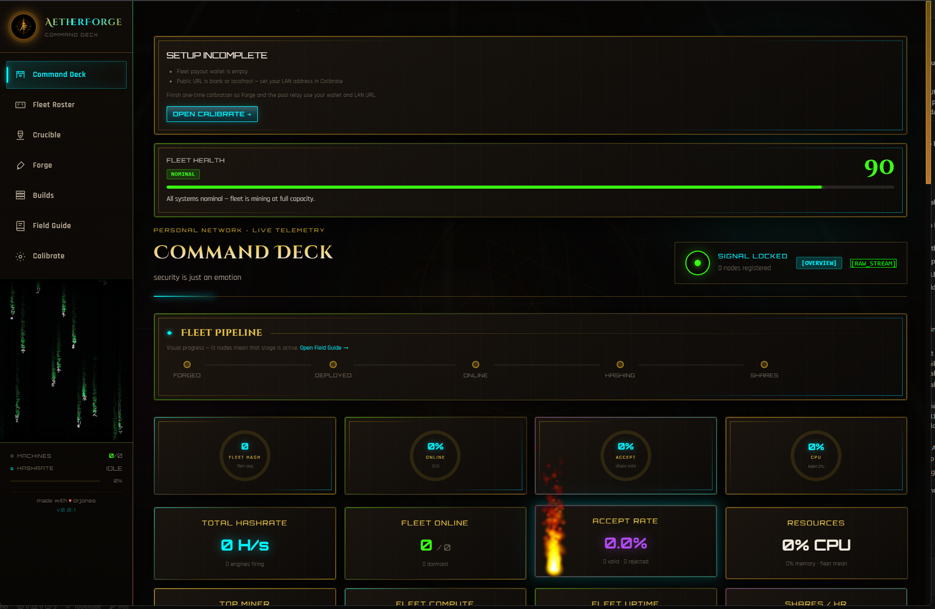 AetherForge Command Deck — live dashboard